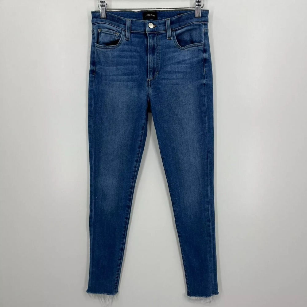 Joes Jeans The Charlie High Rise Skinny Ankle Raw Hem Utopia Wash Blue Denim 27